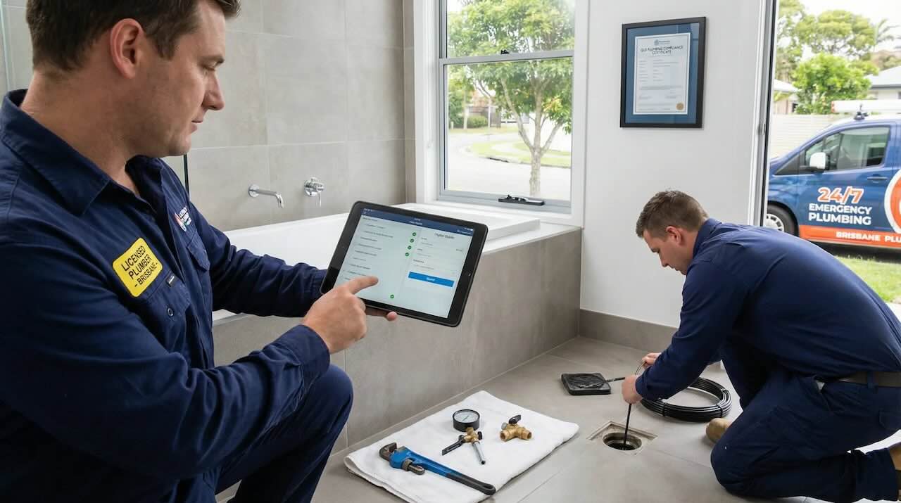Tradesperson creating a professional quote on a phone with QuoteGenio